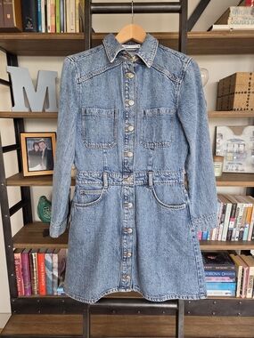 Zara Light Blue Denim Mini Dress, Size Medium